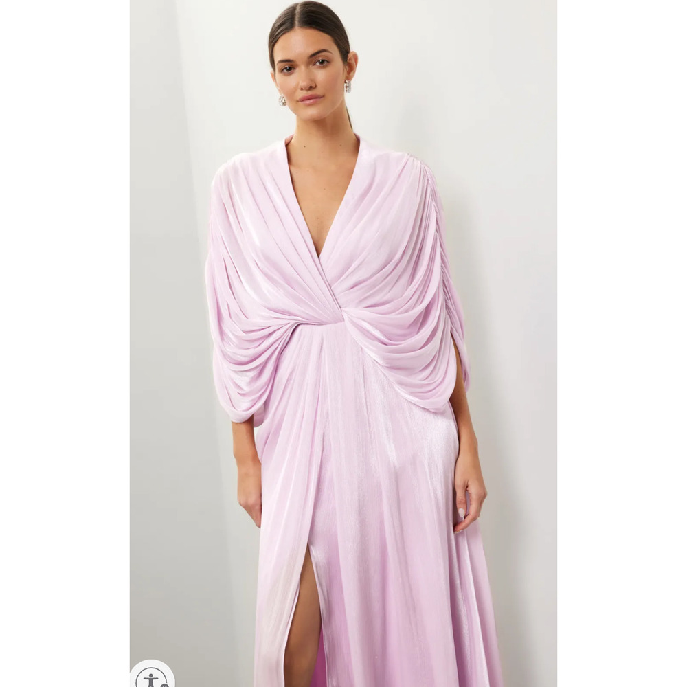 Badgley Mischka Pink Drape Dolman Gown Size 12 - Picture 3 of 9